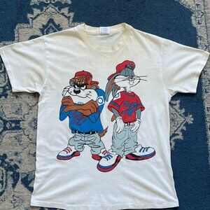 Vintage Looney Tunes Bugs Bunny Taz AOP T-Shirt 90s Adult Size XL